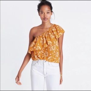 Madewell silk one shoulder top in Assam floral